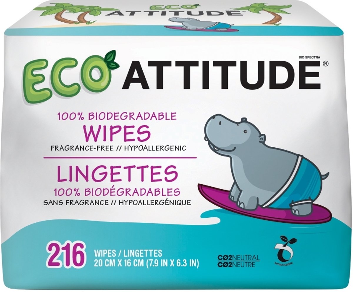 Foto van Attitude - Eco Babydoekjes navulling 3x72 st
