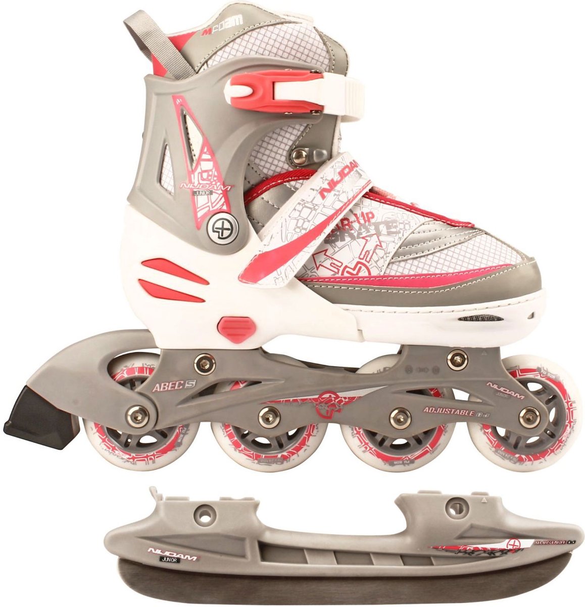 Nijdam Junior Skate/Schaats Combo - Semi-Softboot - Wit - Maat 35-38