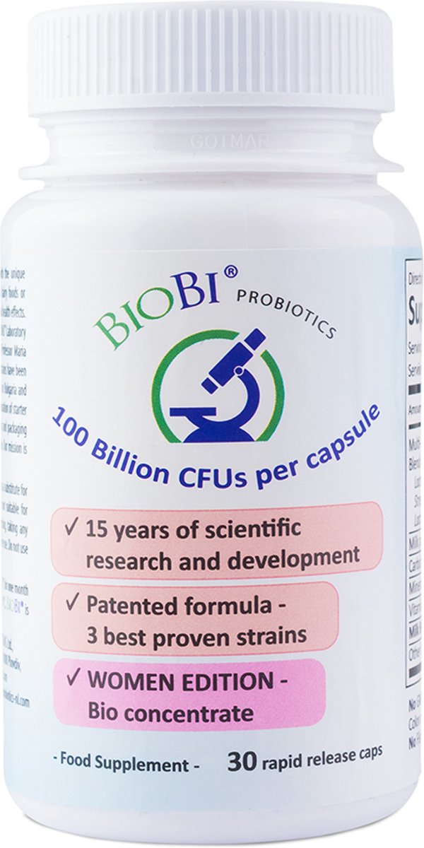 Foto van BioBi Probiotica Women Edition - 100 Miljard CFUs - 30 vegicaps - Milk Bio Concentrate