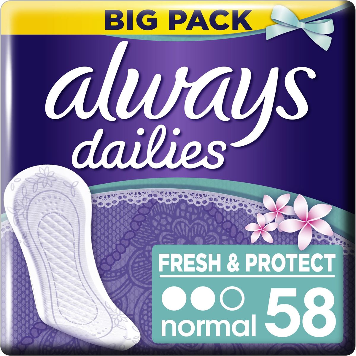 Foto van Always Dailies Fresh & Protect Normal Fresh - 58 Stuks - Inlegkruisjes