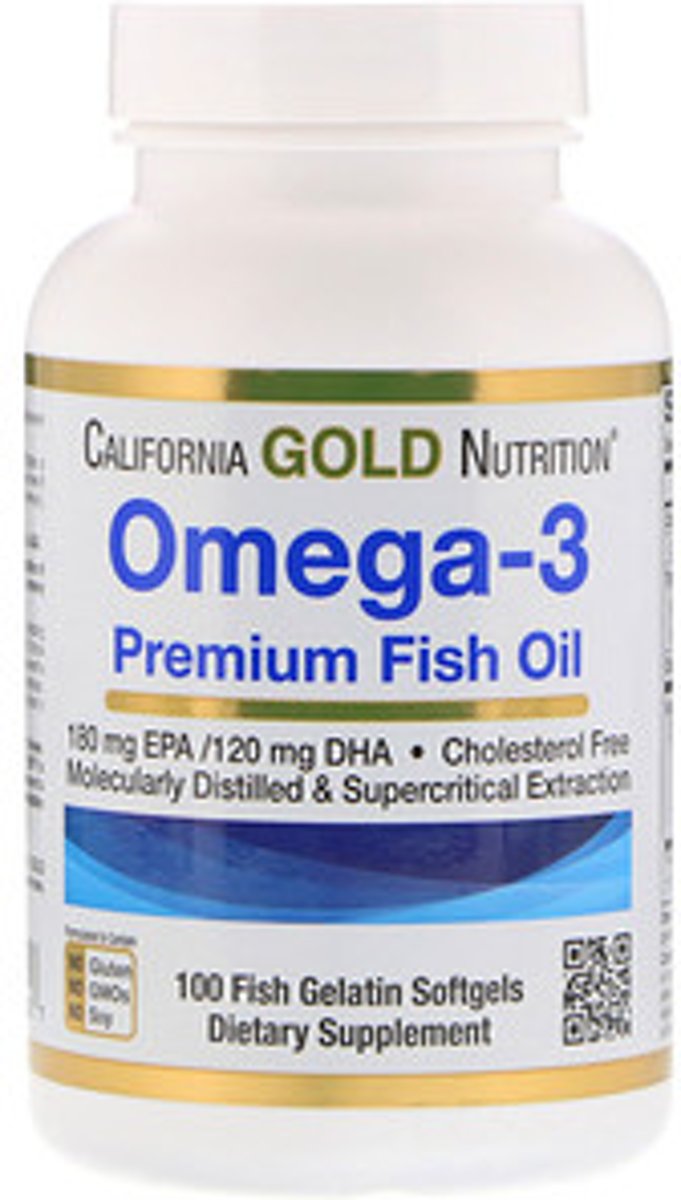 Foto van California Gold Nutrition, Omega-3, Premium visolie, 100 vis gelatine Softgels