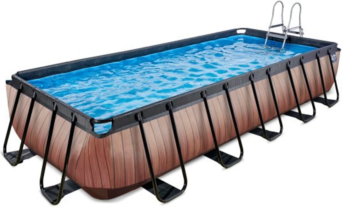EXIT zwembad Wood 540x250cm met zandfilterpomp - bruin