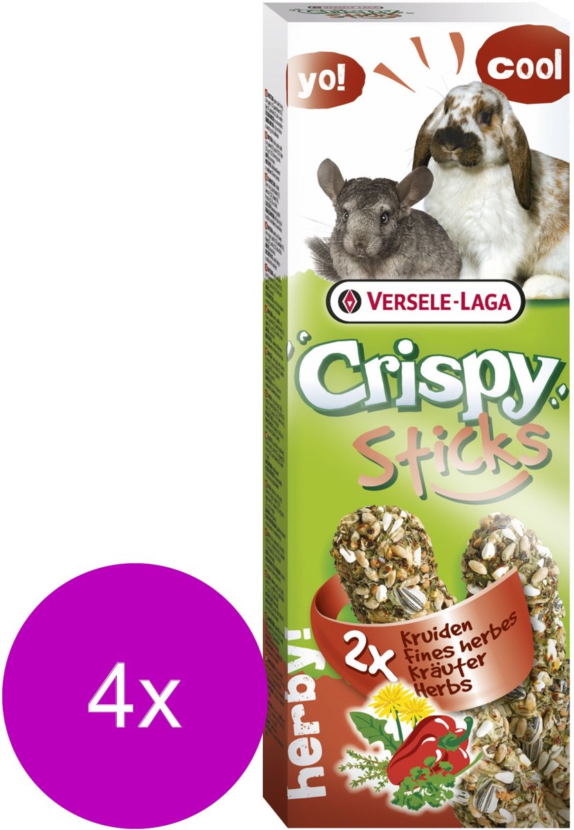 Versele-Laga Crispy Sticks Konijn Kruiden - Konijnensnack - 4 x 2x55 g