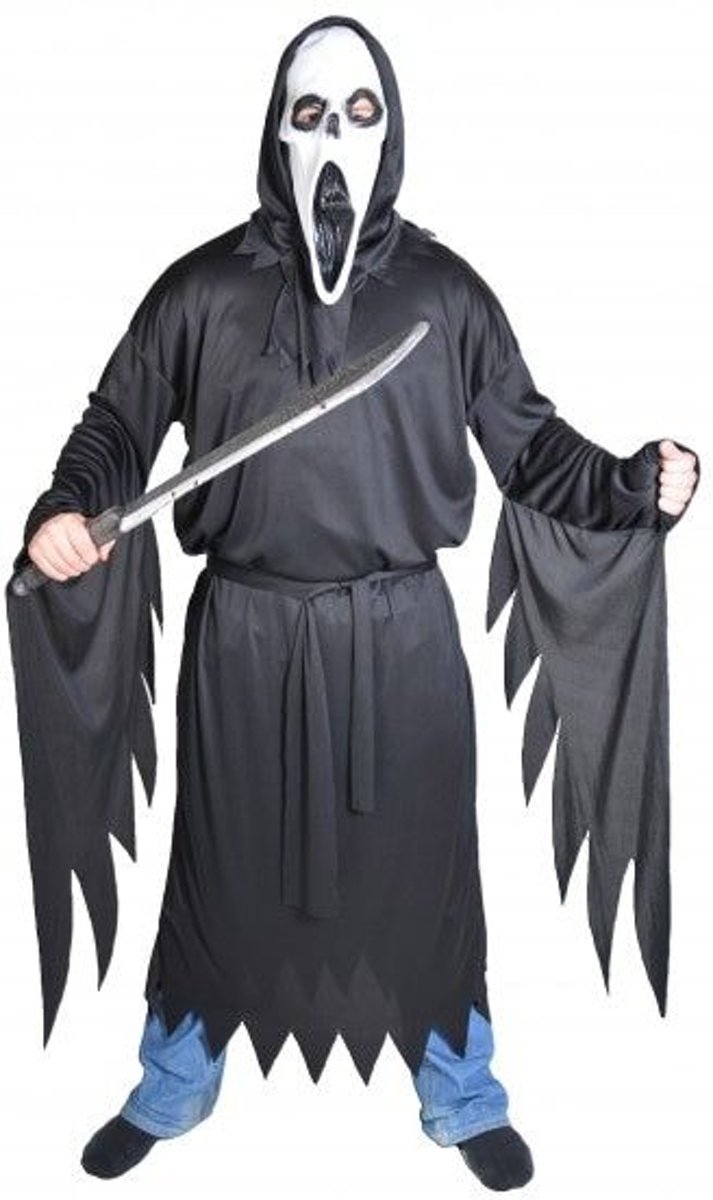 Partychimp Verkleedkleding Halloween Scream Grim Reaper Kostuum voor volwas...