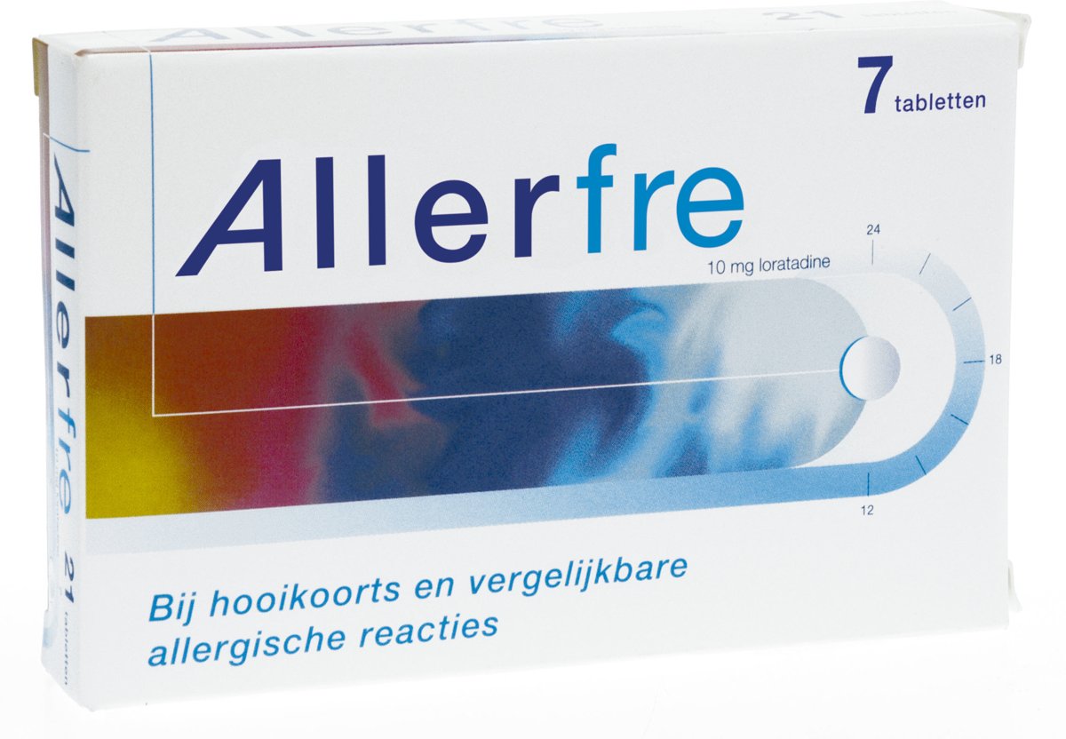 Foto van Allerfre 10 mg loratadine - Hooikoorts & Allergie Tabletten - 7 stuks