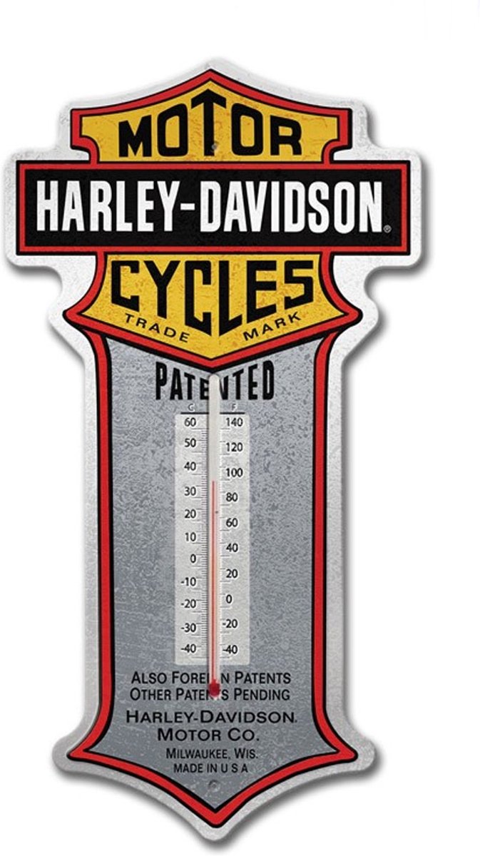 Harley-Davidson Patent Bar & Shield Tin Thermometer - LAATSTE KANS