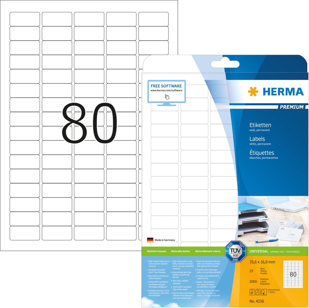 Herma Labels white 35,6x16,9 SuperPrint 2000 pcs. 