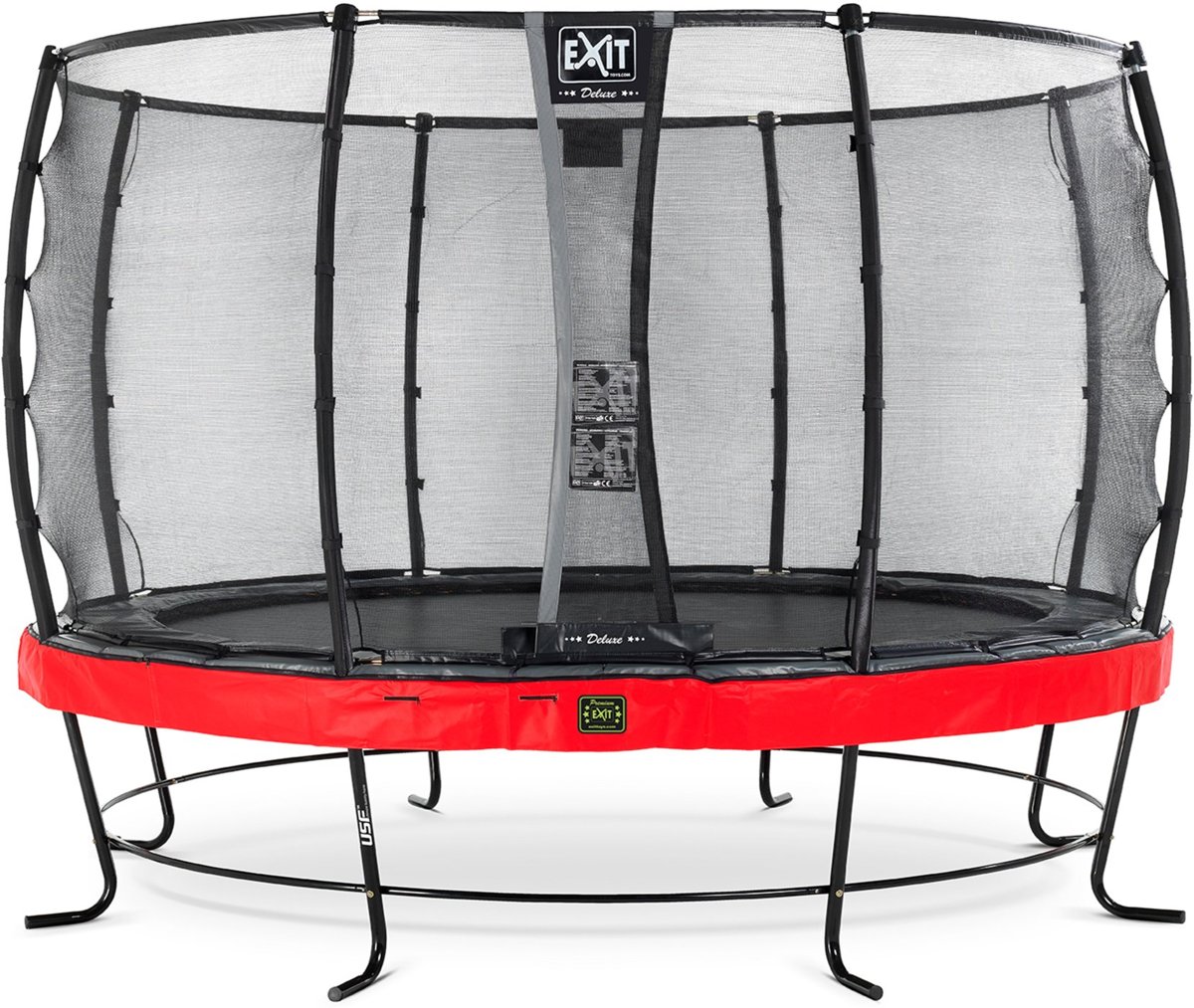 EXIT Elegant Premium trampoline ø366cm met veiligheidsnet Deluxe - rood
