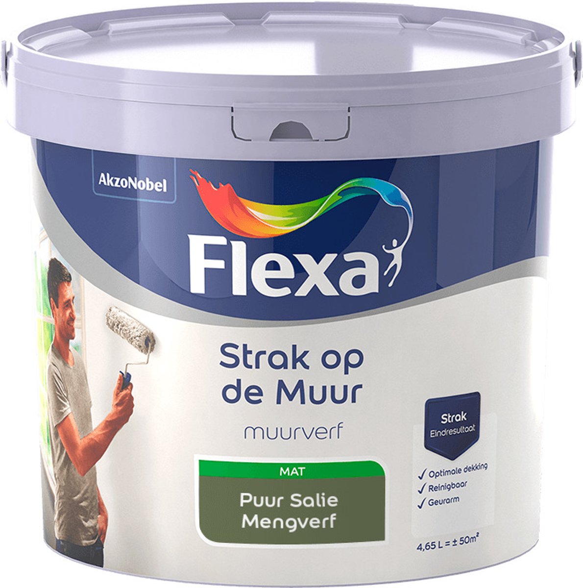 Flexa - Strak op de muur - Muurverf - Mengcollectie - Puur Salie - 5 Liter