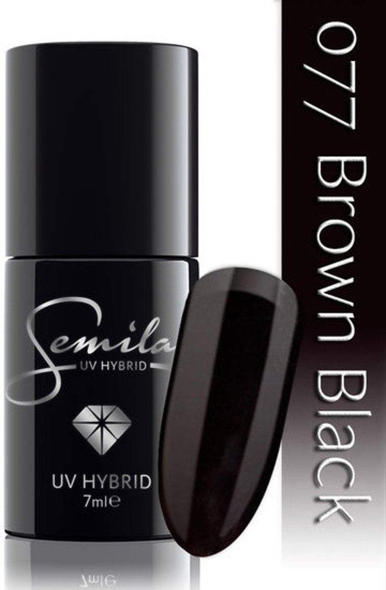 Foto van 077 UV Hybrid Semilac Brown Black 7 ml.