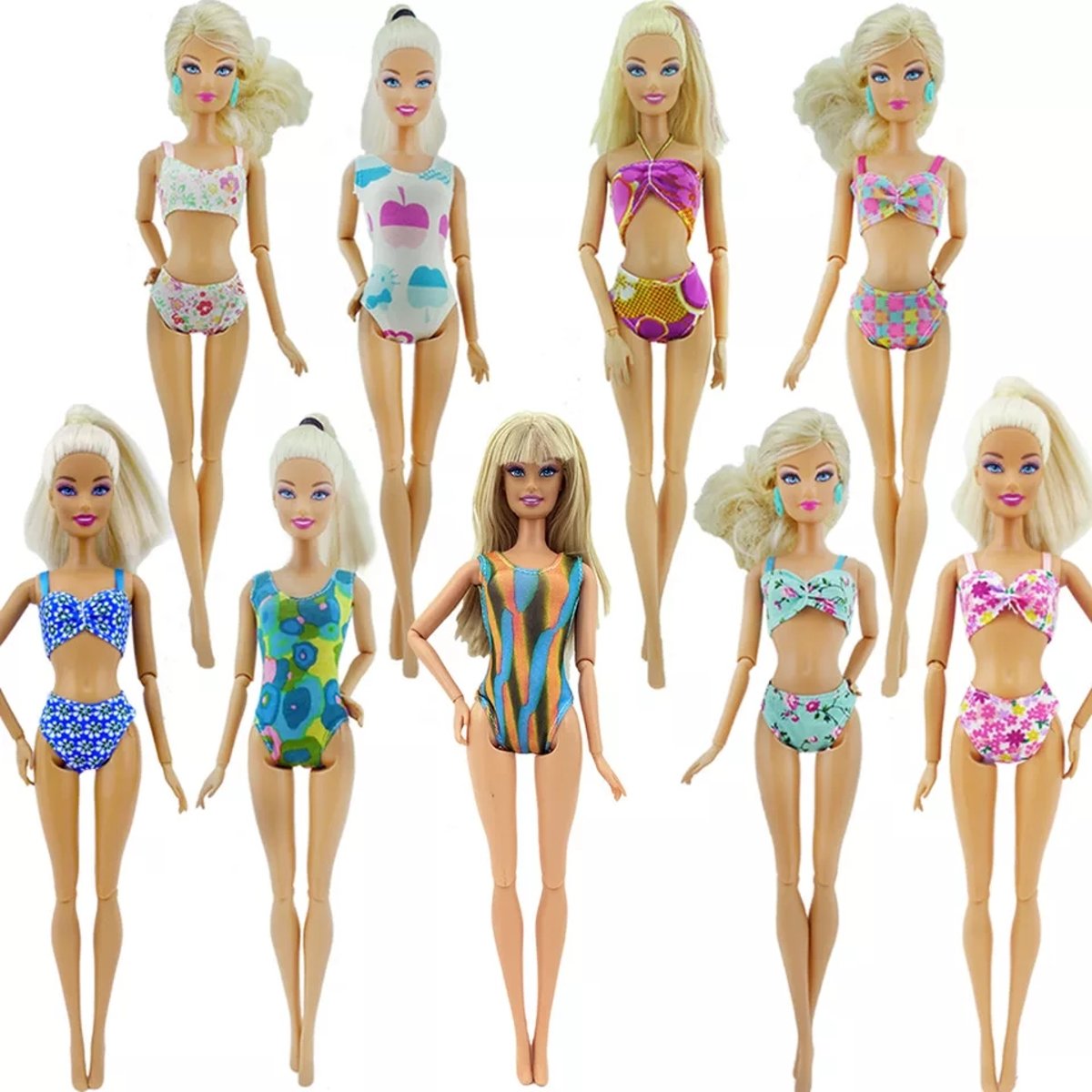 Poppenkleertjes - geschikt voor Barbie - set van 5 badkleding items - zwemkleding - badpak - bikini - zomer