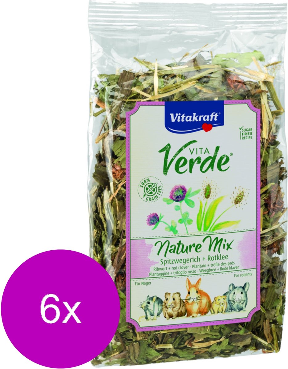 Vitakraft Vita-Verde Weegbree En Klaver - Knaagdiersnack - 6 x 70 g