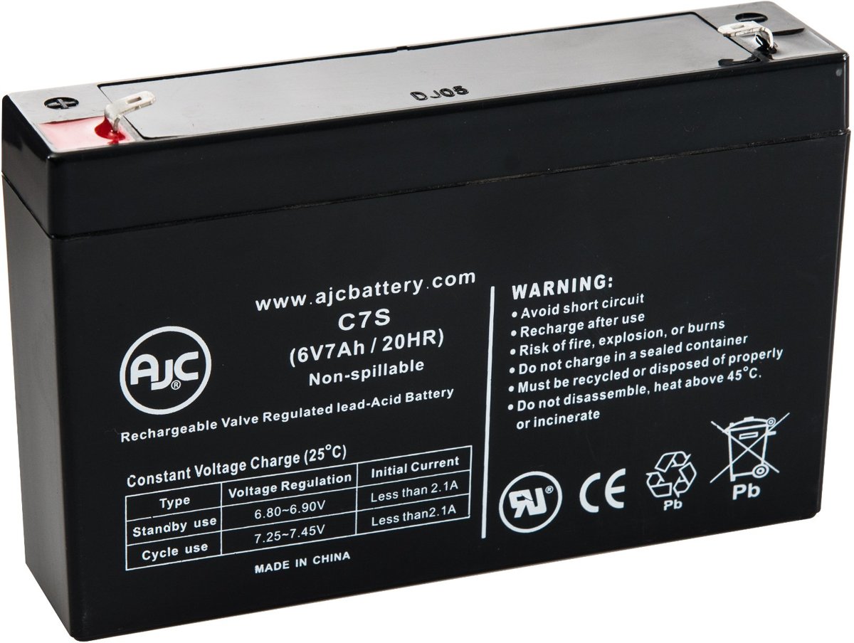 AJC� battery compatibel met Sonnenschein A506 6.5 S 6V 7Ah Noodverlichting accu