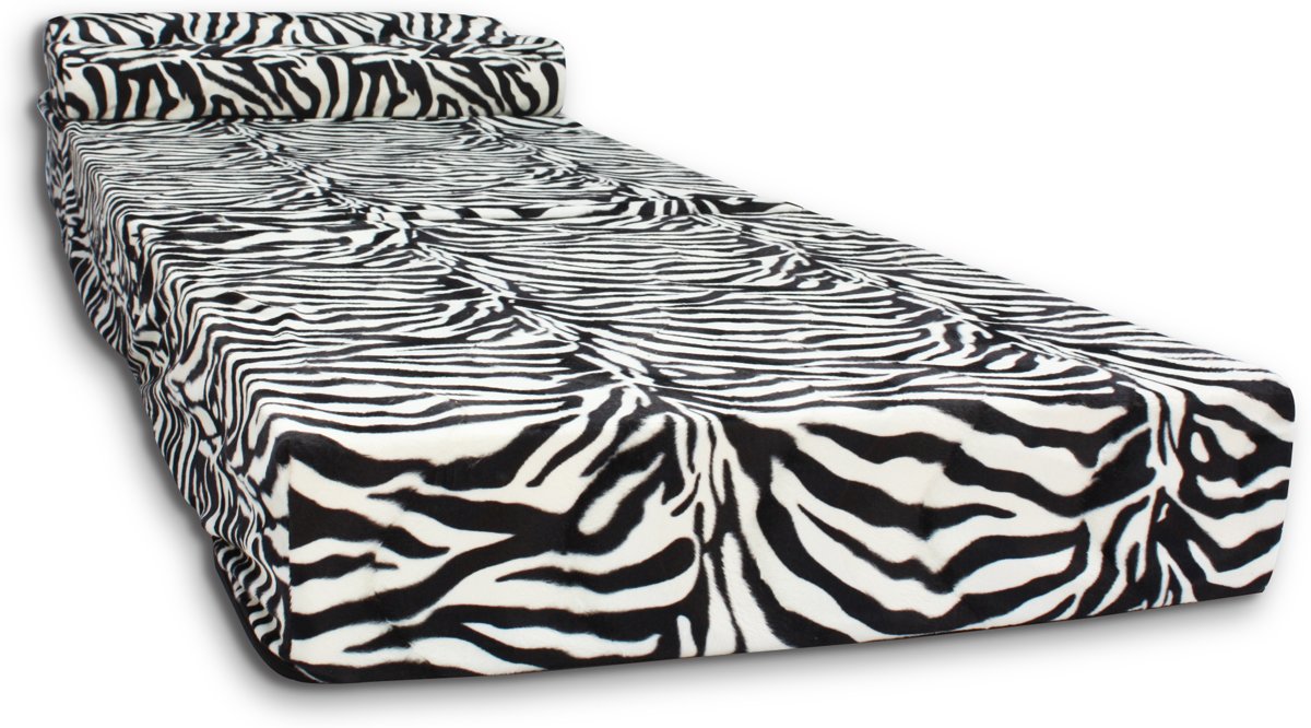 Logeermatras - camping matras - reismatras - opvouwbaar matras - 70 x 200 x 15 met kussen Zebra Design