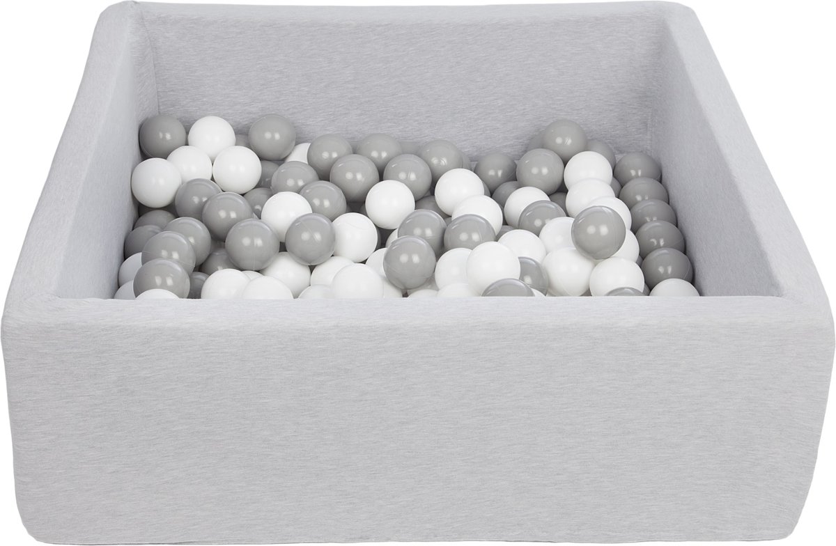 Ballenbak - stevige ballenbad - 90x90 cm - 150 ballen - wit, grijs.