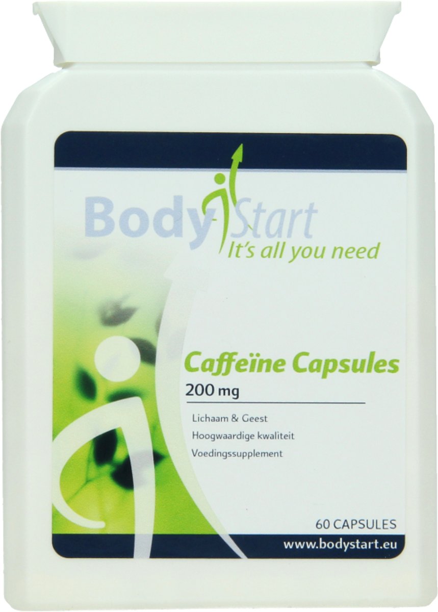 Foto van BodyStart Cafeïne Capsules | 200 mg | Krachtige dosering | Prestatie verhogend | Voor meer energie & alertheid | 60 Capsules