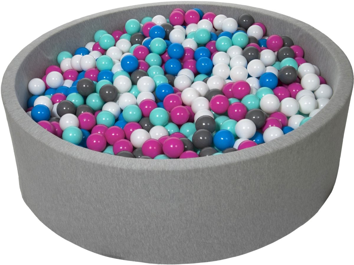 Ballenbak - stevige ballenbad - 125 cm - 1200 ballen Ø 7 cm - wit, blauw, roze, grijs, turquoise.