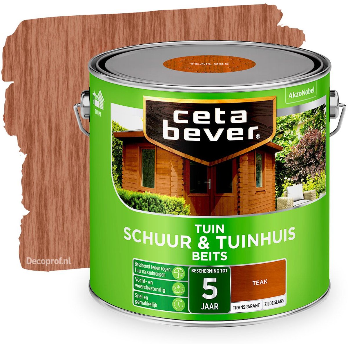 Cetabever Tuin Schuur & Tuinhuis Beits - Transparant - 085 Teak - 2,5 liter
