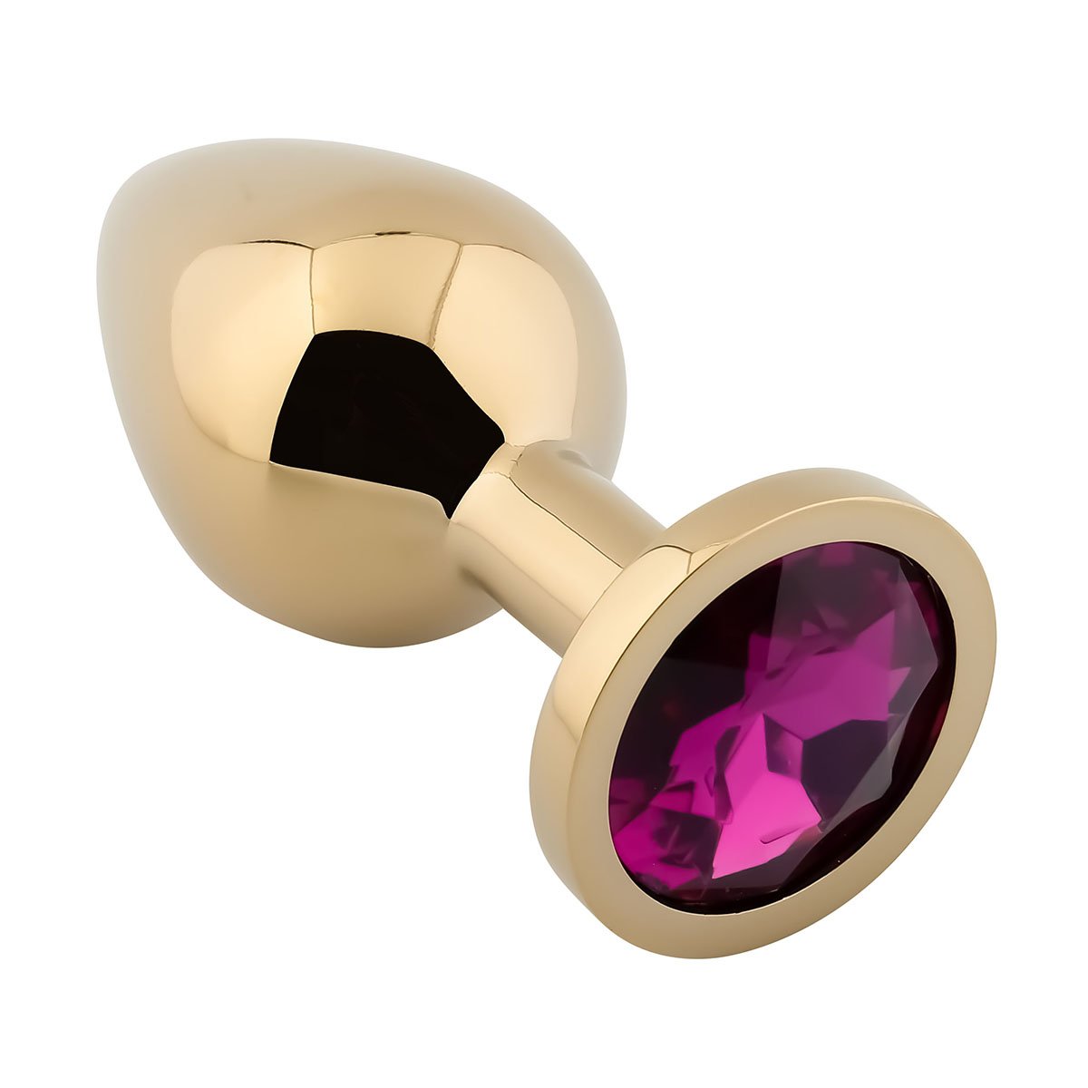 Foto van Banoch - Buttplug Aurora purple gold Medium - gouden Metalen buttplug - Diamant steen - paars