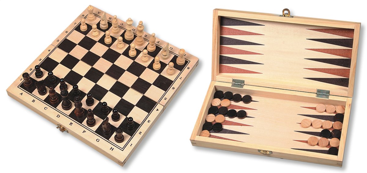 Schaak-/backgammon Klapcassette HOT Games