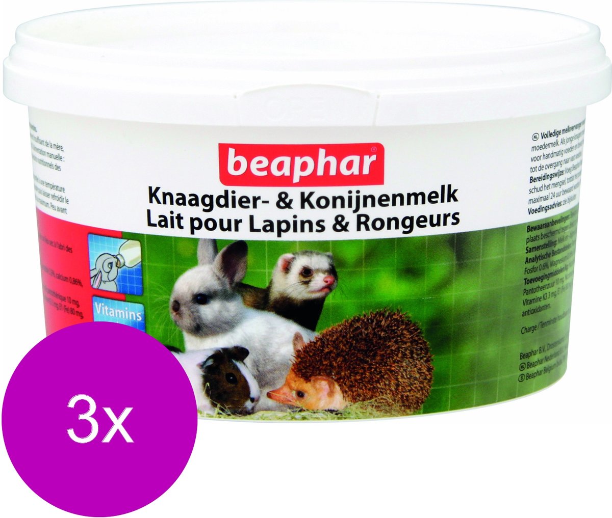 Beaphar Knaagdier- En Konijnenmelk - Knaagdiersnack - 3 x 200 g