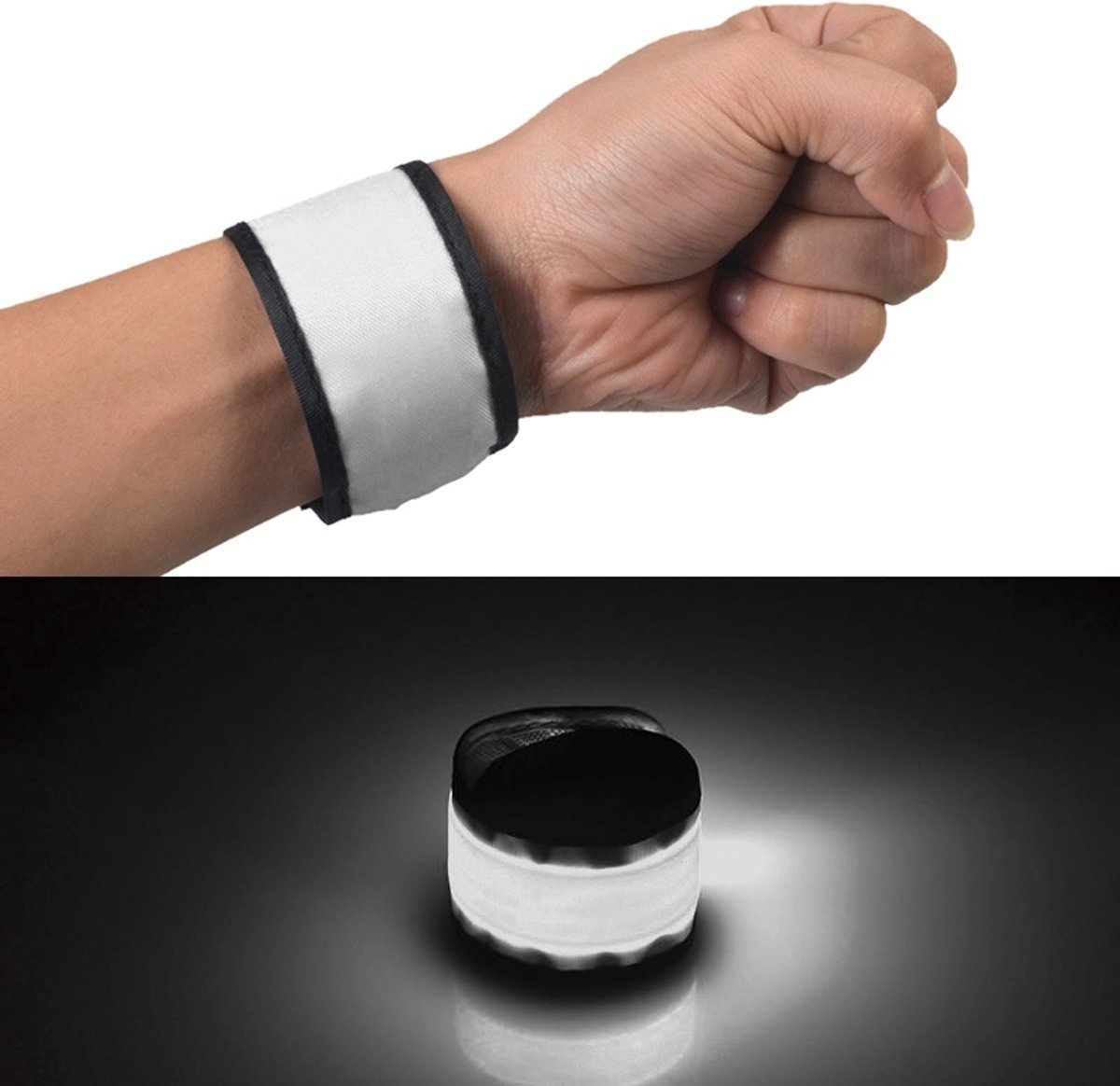 LED Luminous Slap Pat Circle Outdoors sports Wristband  Small  Size:26*4cm(White)