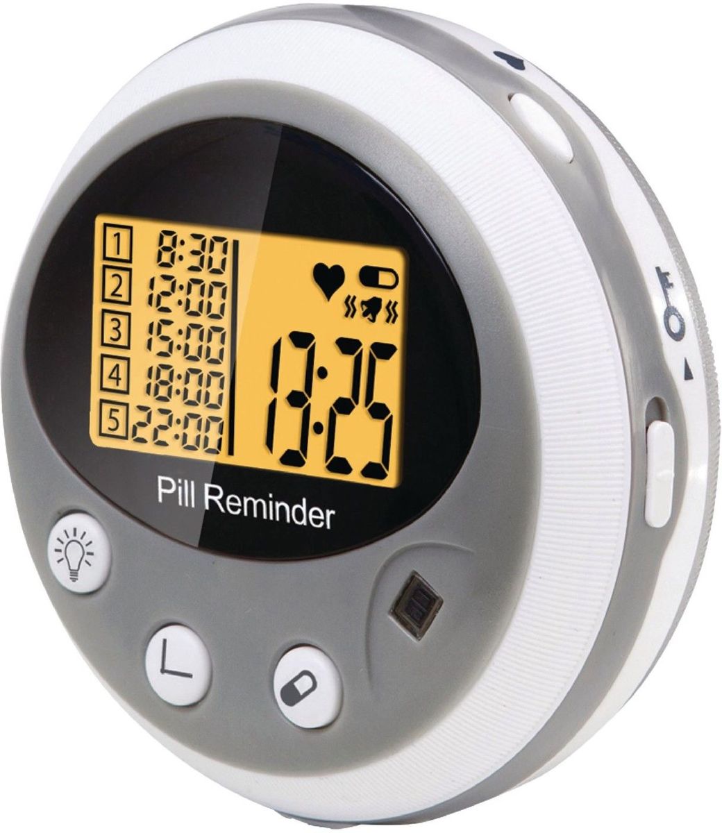 Foto van Alecto Care ACP-80 Elektronische Pillendoos met Alarm | 5 Alarmtijden, Geluid en Trilalarm, Hartslagmeter, Toetsblokkering, Displayverlichting | Hulp Bij Medicatiegebruik | Medicijnen Doos