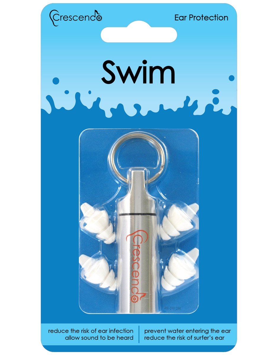 Foto van Crescendo Swim – Zwemmen – Oordoppen – Incl. Aluminium opbergkoker – 2 maten M + L met 1 set filters