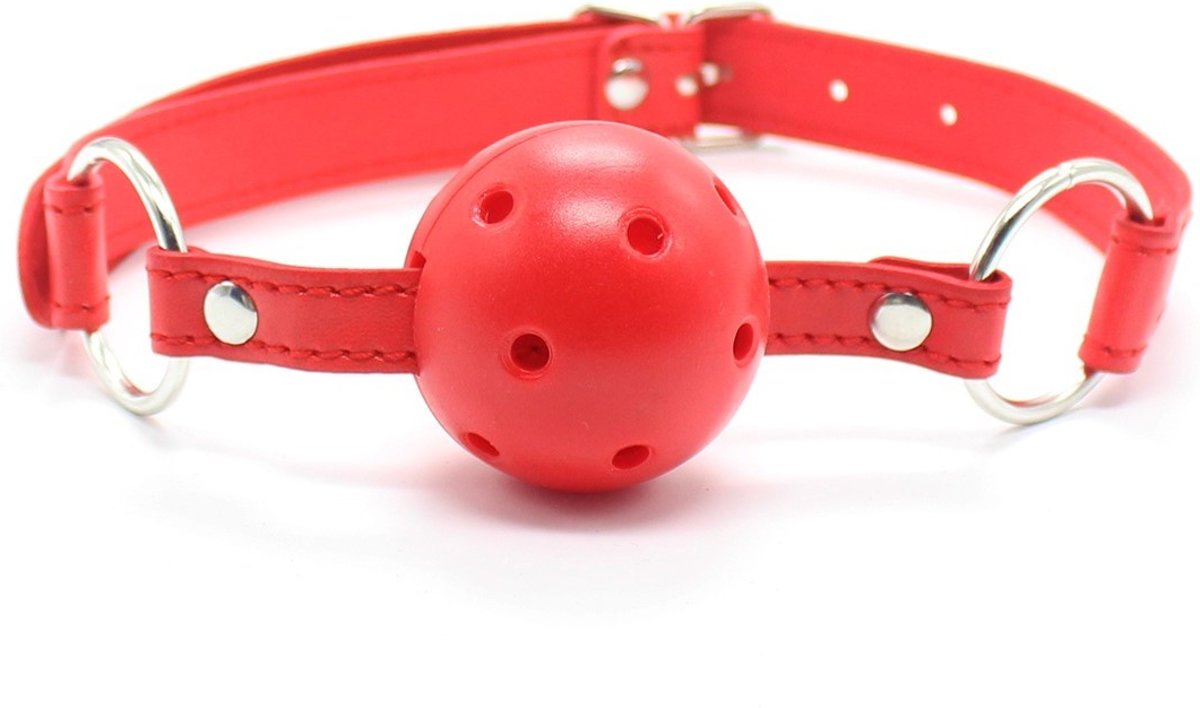 Foto van Banoch - Breathable ball gag open - rood/rood - verstelbare riem - bdsm