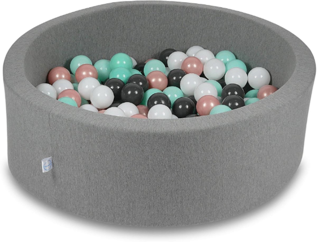 Ballenbak - 200 ballen - 90 x 30 cm - ballenbad - rond donker grijs