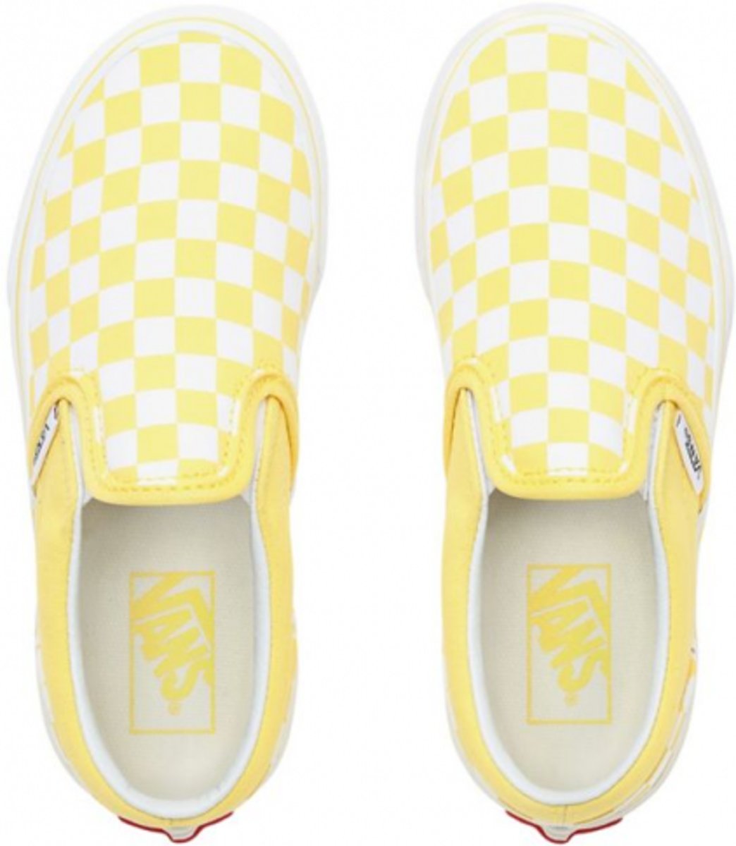 vans slip on checkerboard geel