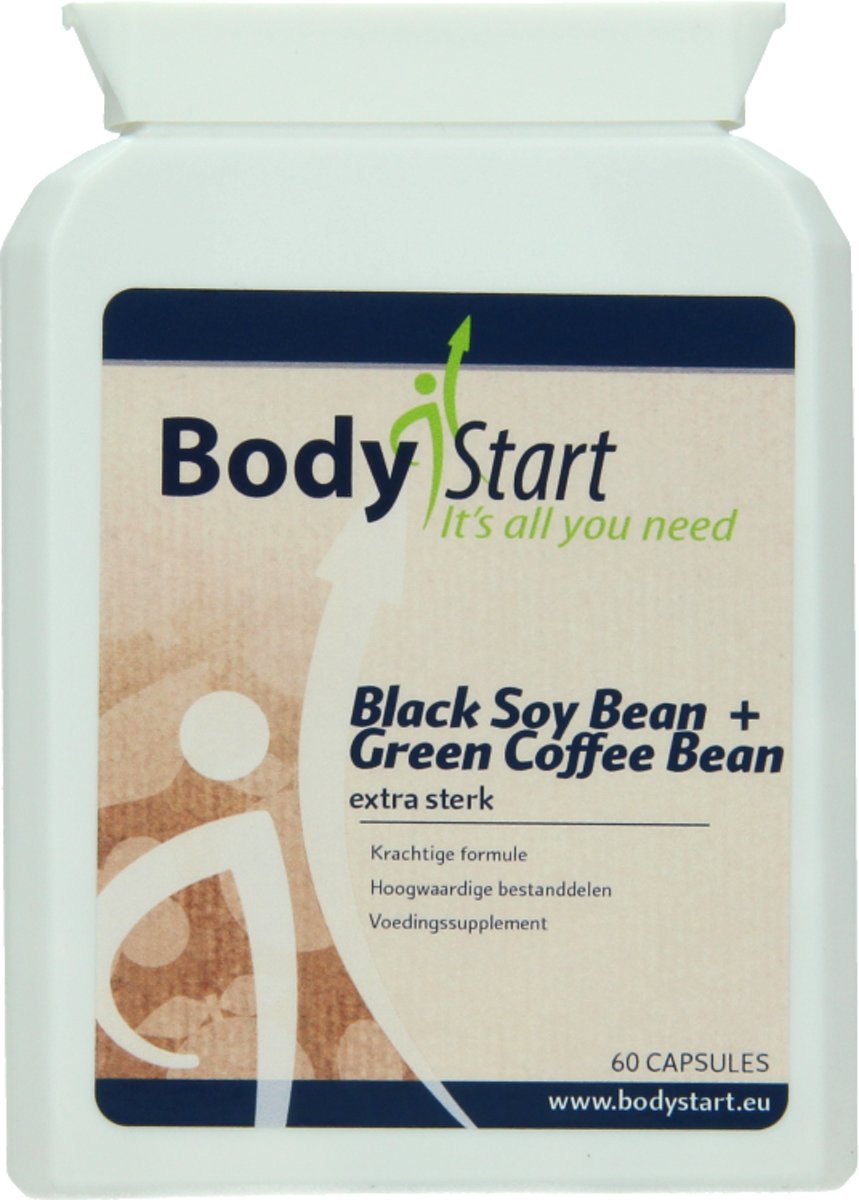 Foto van BodyStart Black Soy Bean & Green Coffee Bean | Zwarte sojaboon & Groene koffieboon Complex | Krachtige formule | Rijk aan vezels & eiwitten | Stimuleert gewichtsverlies & bevordert het cholesterolgehalte | 60 Capsules