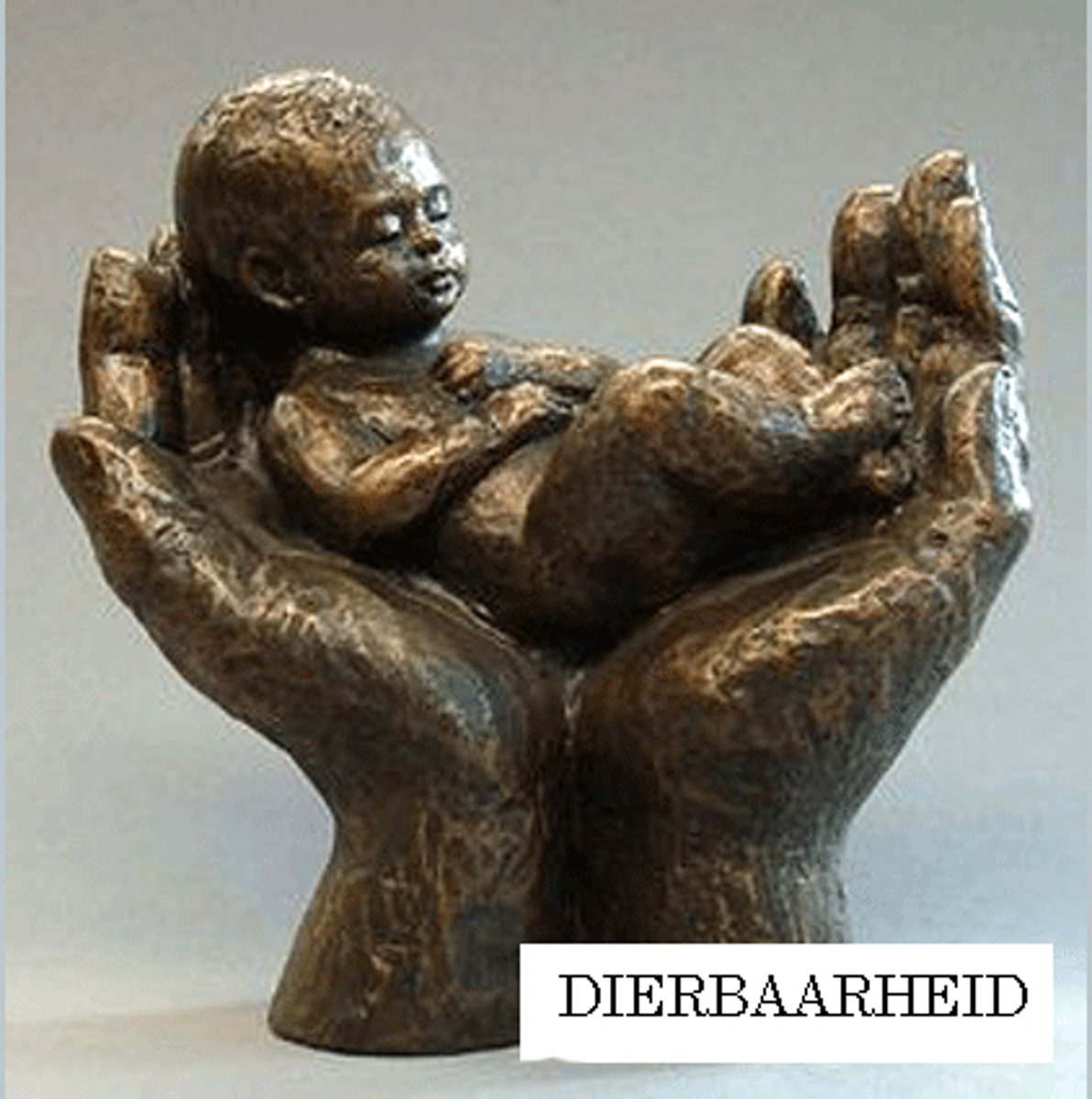 Parastone beeldje baby in handen - brons - 1264.20 - 12 cm hoog