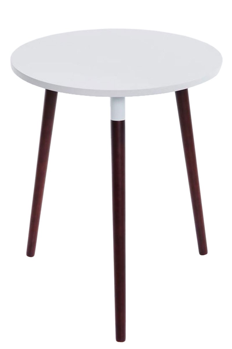 Clp Design keukentafel AMALIE - Ø 60 cm, hout, driepotig, met vloerbeschermer - tafelblad : wit / onderstel : cappucino