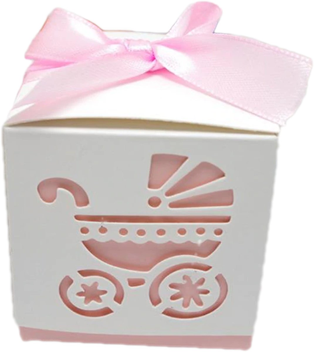 Geschenkdoosjes set van 5 | kinderwagen roze | babyshower | kraamgeschenk | traktatie | doopsuiker