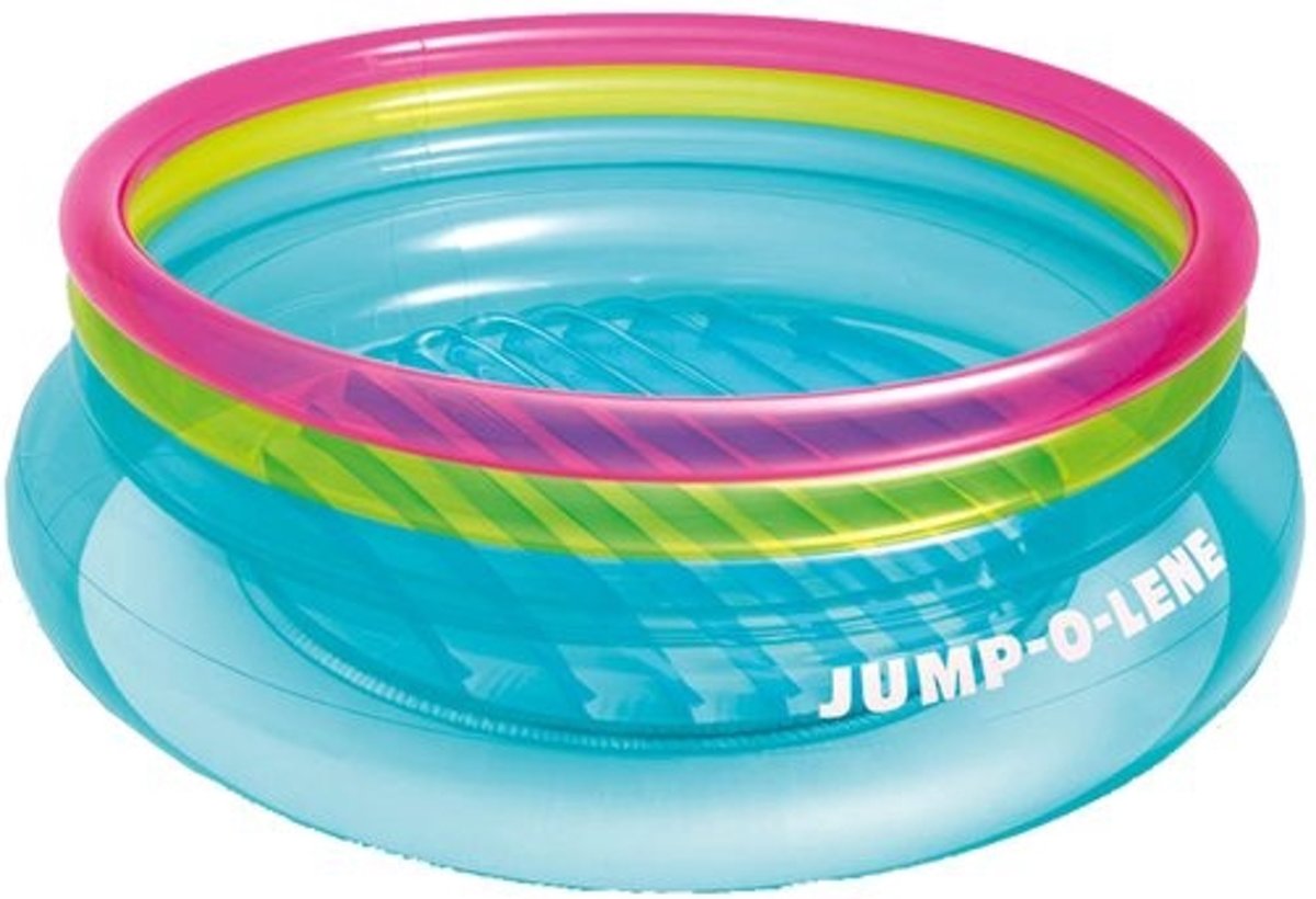 INTEX | Opblaasbaar Springkussen Jump-o-Lene voor Binnen & Buiten | Afmetingen: 203 x 203 x 69 cm | Springkussen | Opblaasbare Trampoline | Kleur: MULTI COLOR DOORZICHTIG