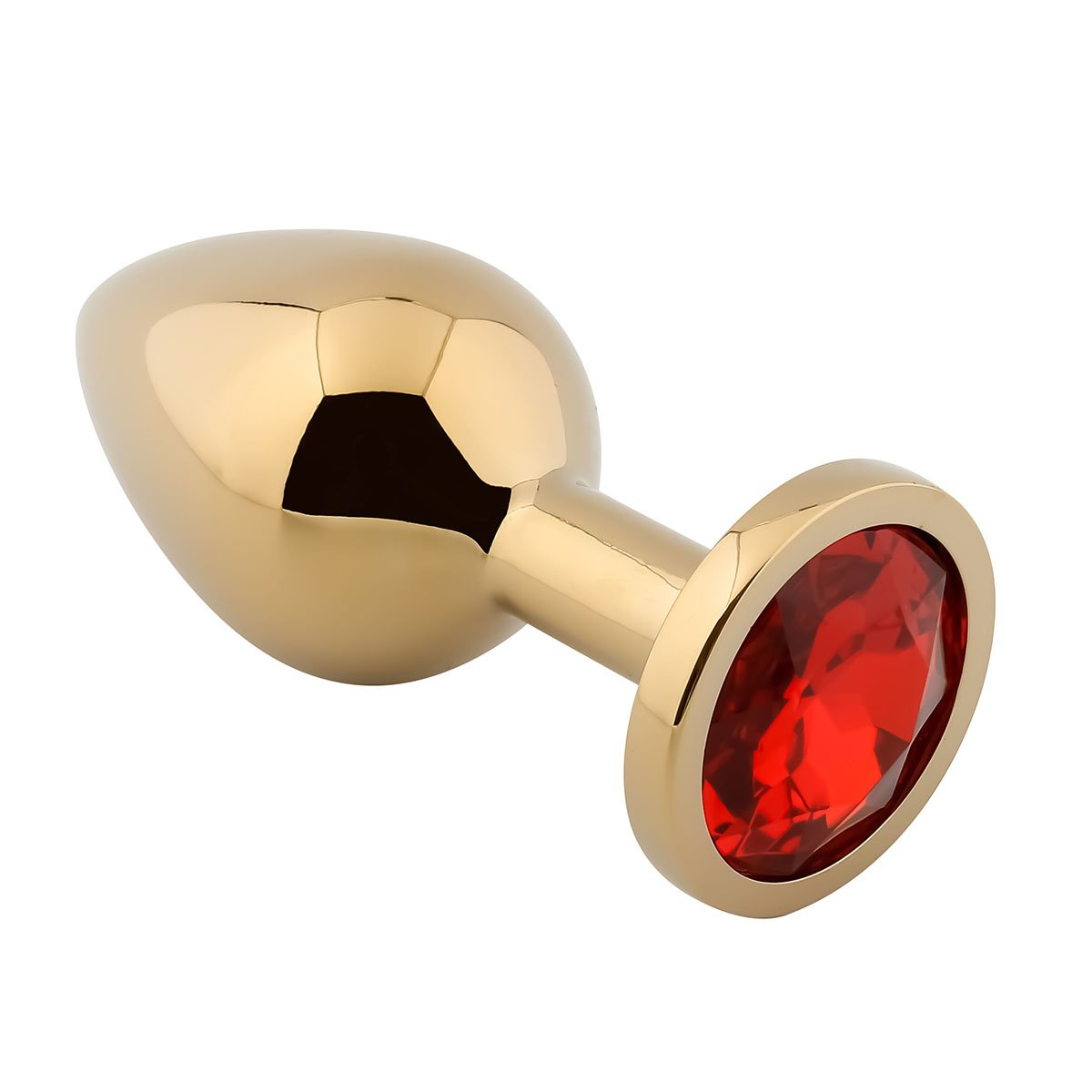 Foto van Banoch - Buttplug Aurora red gold Medium - gouden Metalen buttplug - Diamant steen - Rood