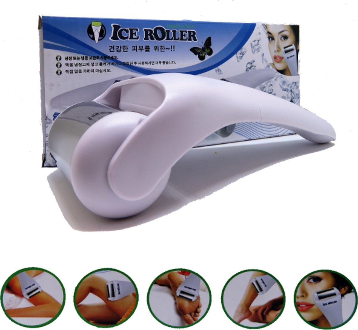 Foto van IJs roller Huidverzorging - Wit - voor skin icing behandeling - om af te koelen - helpt bij zwelling en pijn - perfect na filler behandeling