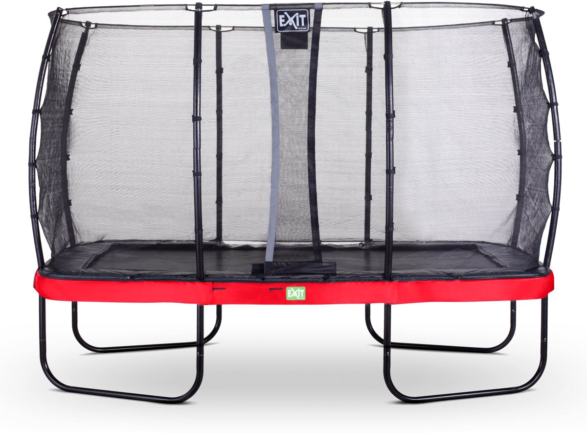 EXIT Elegant trampoline 244x427cm met veiligheidsnet Economy - rood