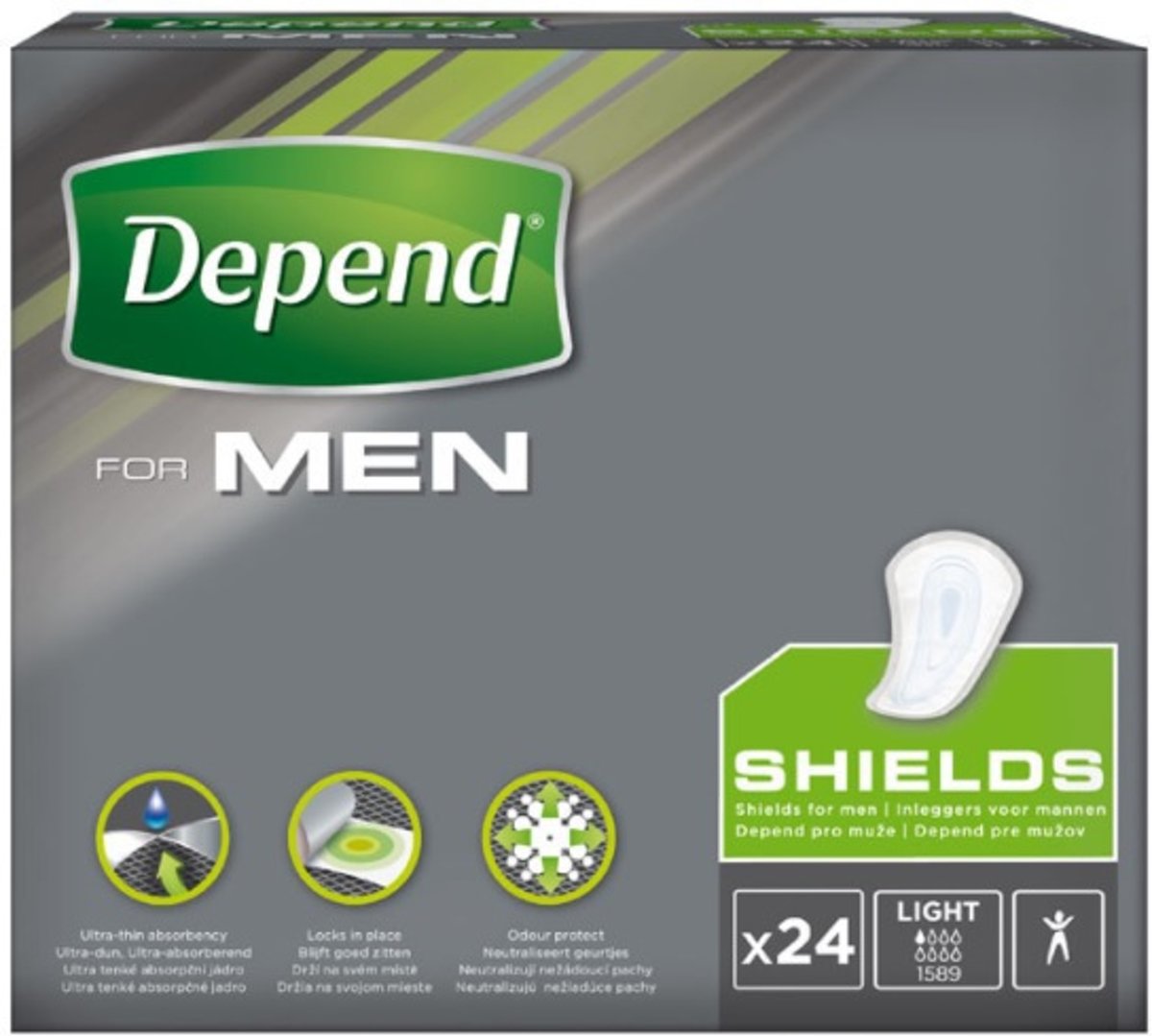 Foto van Depend For Men Shields - 24 stuks - incontinentie verband
