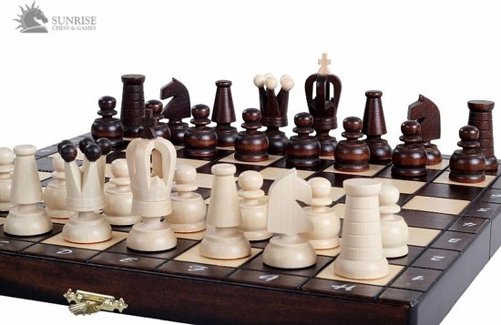 Afbeelding van het spel Luxe houten schaakbord ROYAL MAXI ( Insert tray)