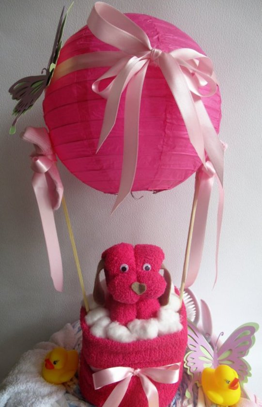 Luiertaart Luchtballon Roze | Kraamcadeau | Kraampakket | Baby Cadeau