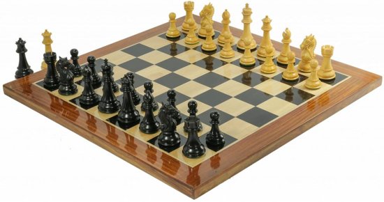Afbeelding van het spel Staunton Koning's Bruid Ebbenhout Schaakset, met prachtig schaakbord