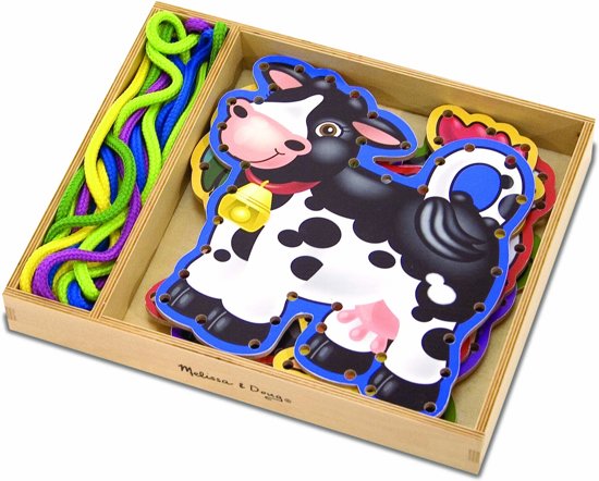Thumbnail van een extra afbeelding van het spel Melissa & Doug - Wooden Panels & Laces - Farm Animals