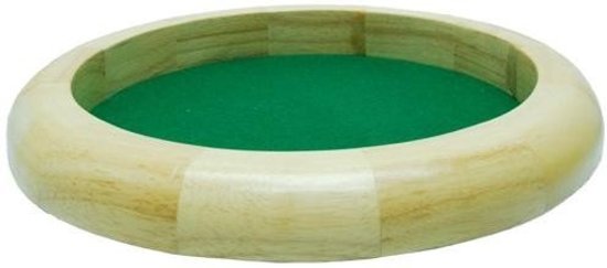 Afbeelding van het spel Dobbelpiste blank hout rond 30cm. groen vilt