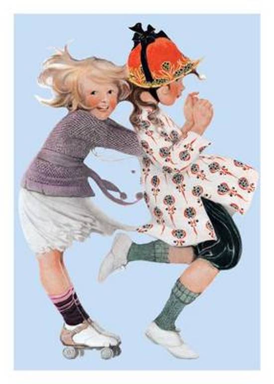 Afbeelding van het spel Girls Rollerskating Friendship Card