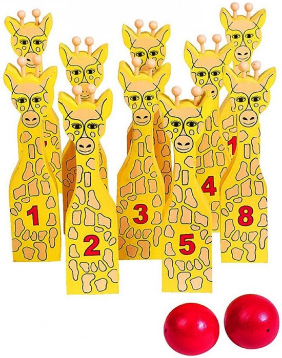 Afbeelding van het spel Houten Kegelspel Giraffe