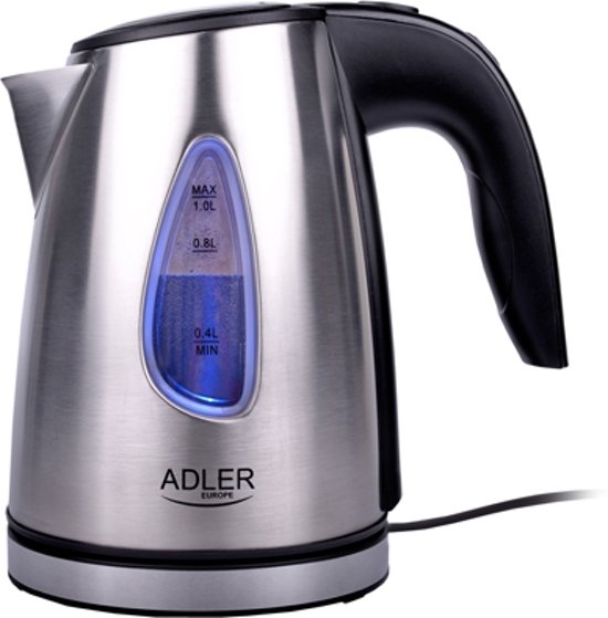 Adler AD 1203 - Elektrische waterkoker - snoerloos - RVS - 1.0 L