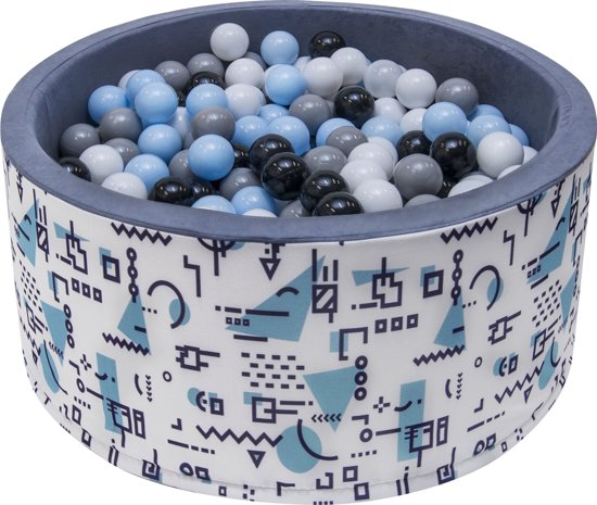 Ballenbak | Patroontjes blauw incl.  200 witte, grijze, zwarte en blauwe ballen