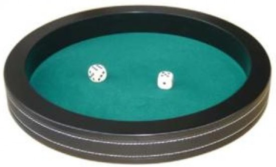 Afbeelding van het spel Hot games Dobbelpiste zwart 28cm met 5 dobbelstenen